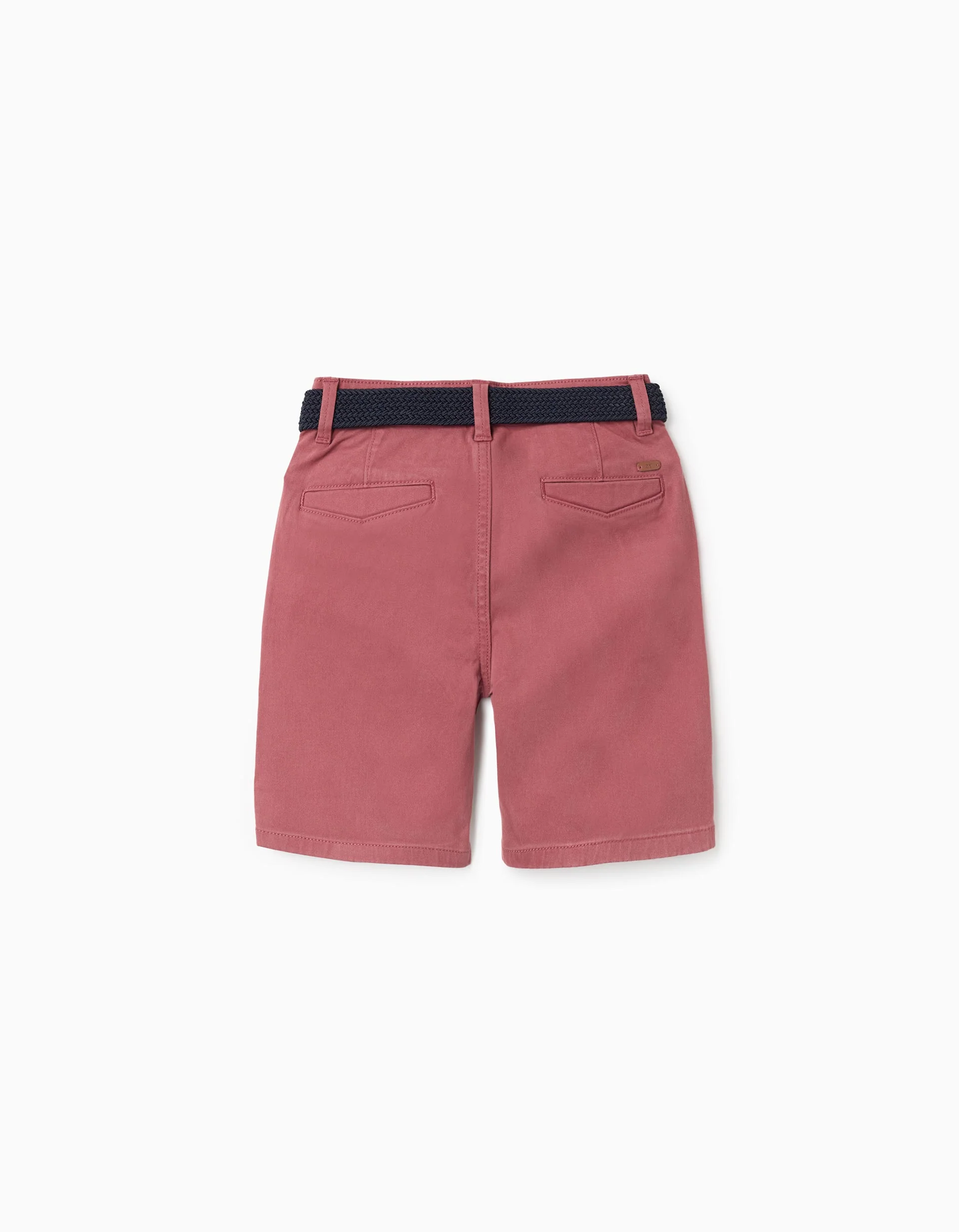Twill midi shorts with belt for boys, red - Image 2