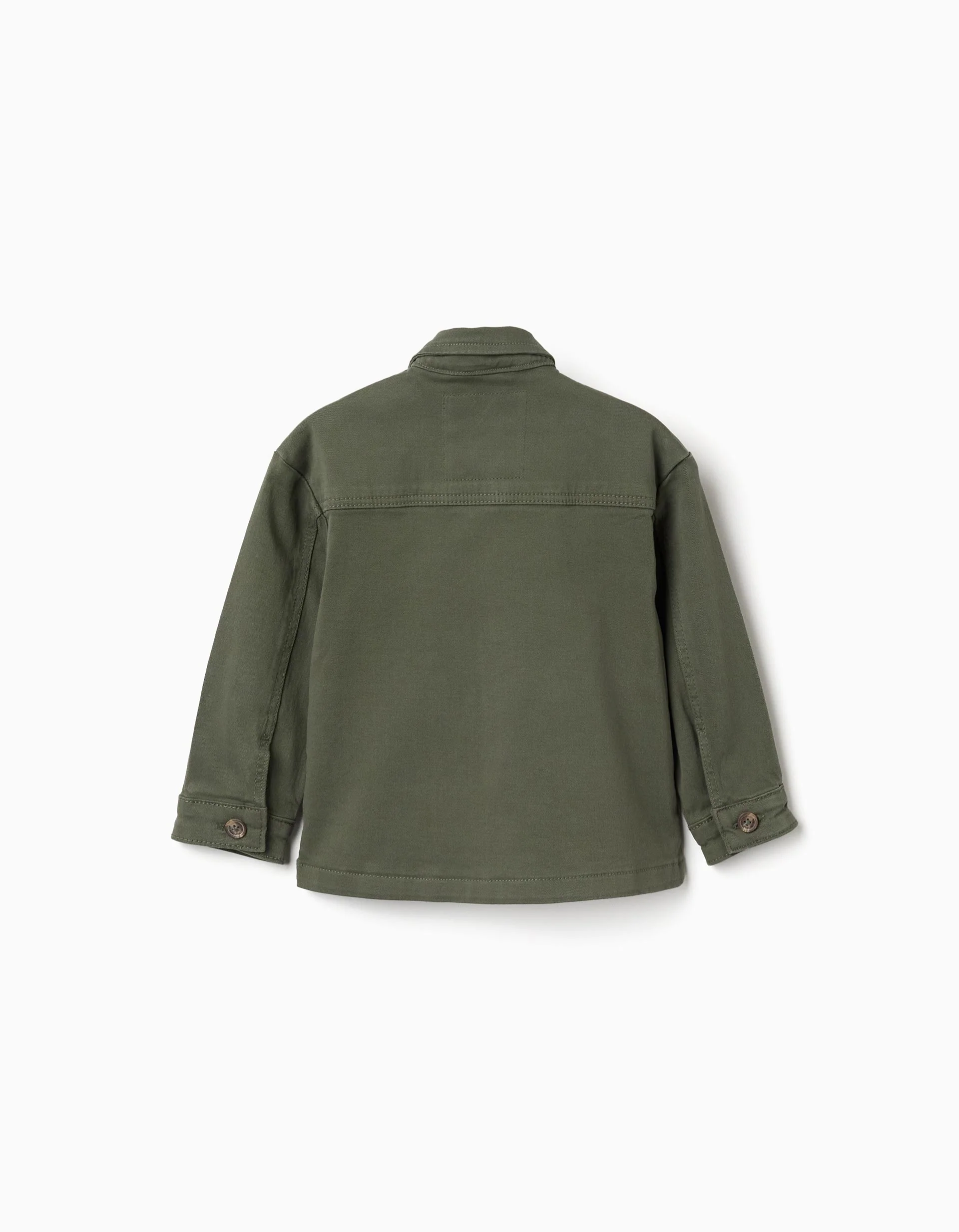 Twill overshirt with front pockets for baby boys, khaki green - Image 2