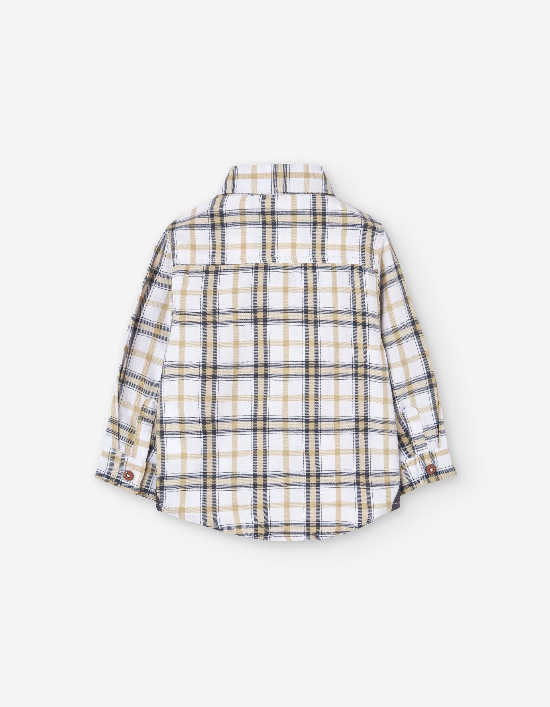 Twill shirt with check pattern for baby boys, white/yellow/grey - Image 2