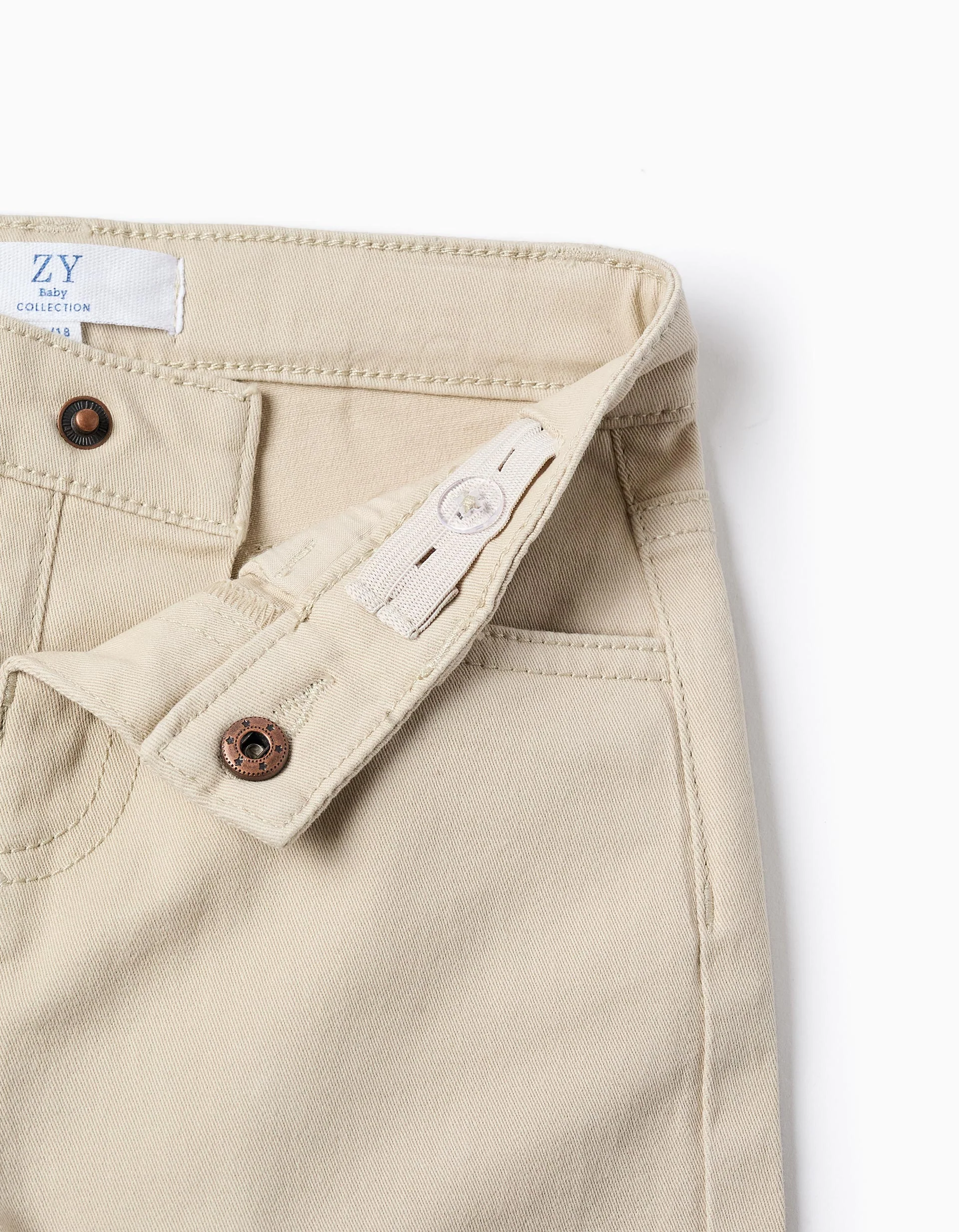 Twill Trousers for Baby Boys, Beige - Image 3
