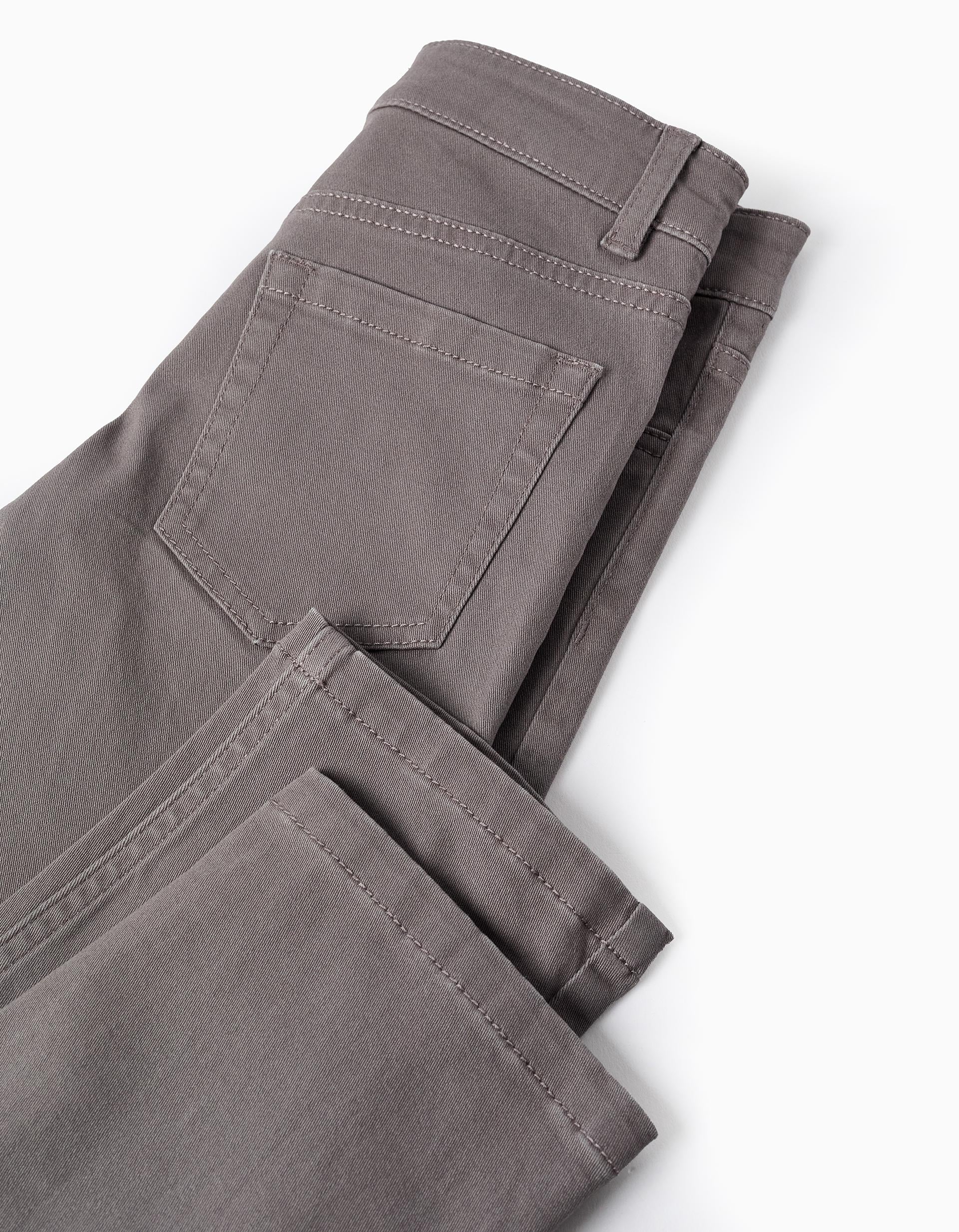 Twill Trousers for Boys 'Slim Fit', Grey - Image 4