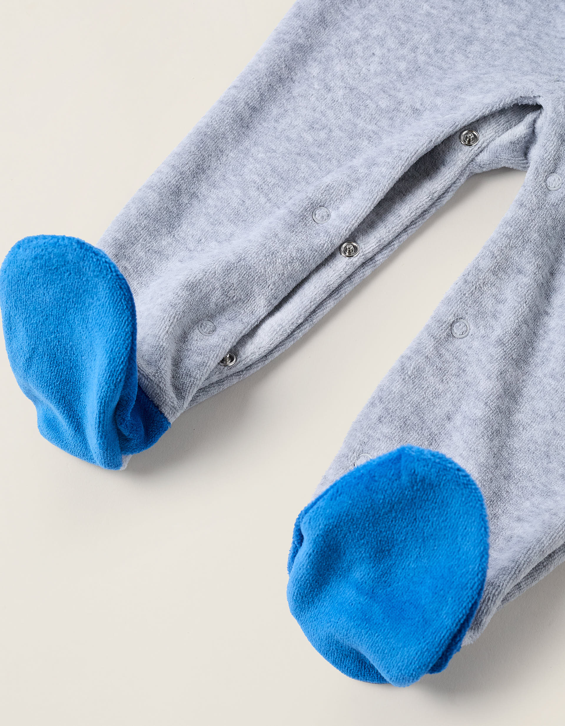 Velour Sleepsuit for Baby Boys 'Monster of Emotions', Grey/Blue - Image 5