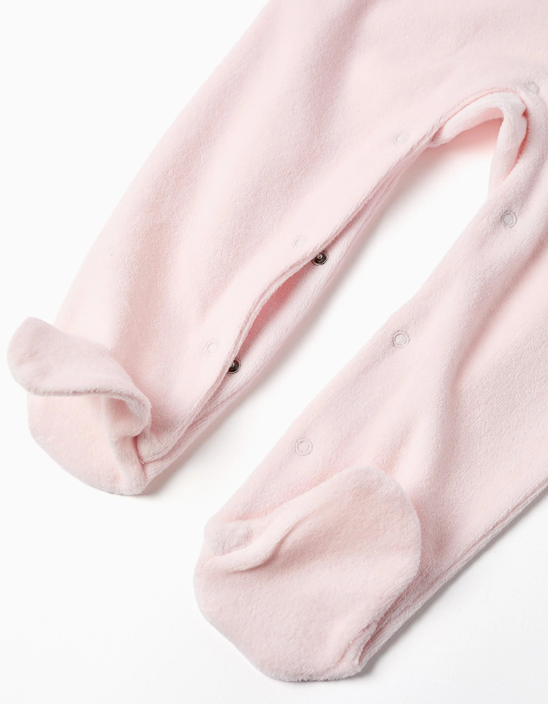 Velvet babygrow with star print for newborn and baby girls, light pink - Image 4
