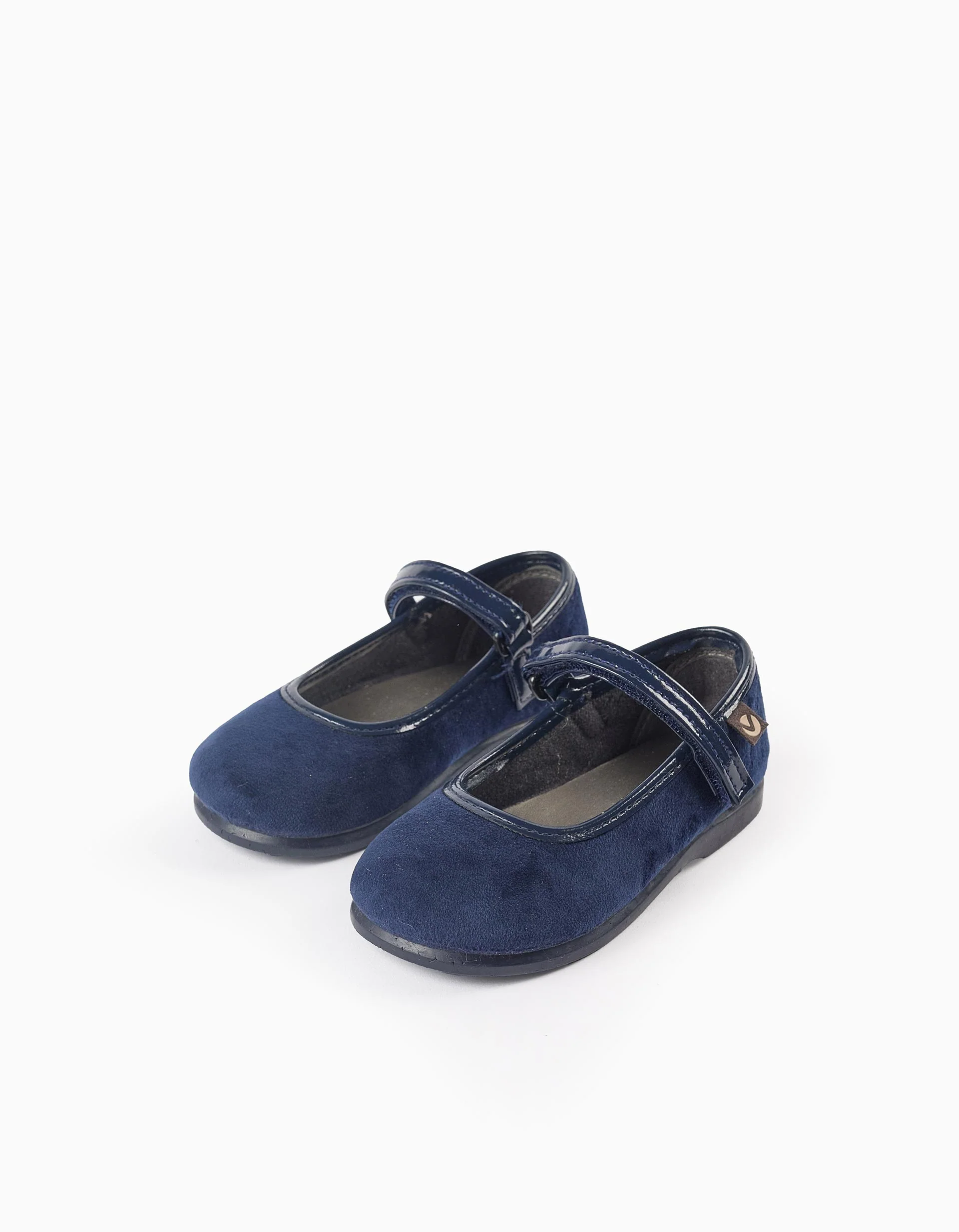 Velvet Ballerina Flats for Babies and Girls 'Victoria Alba', Dark Blue - Image 3