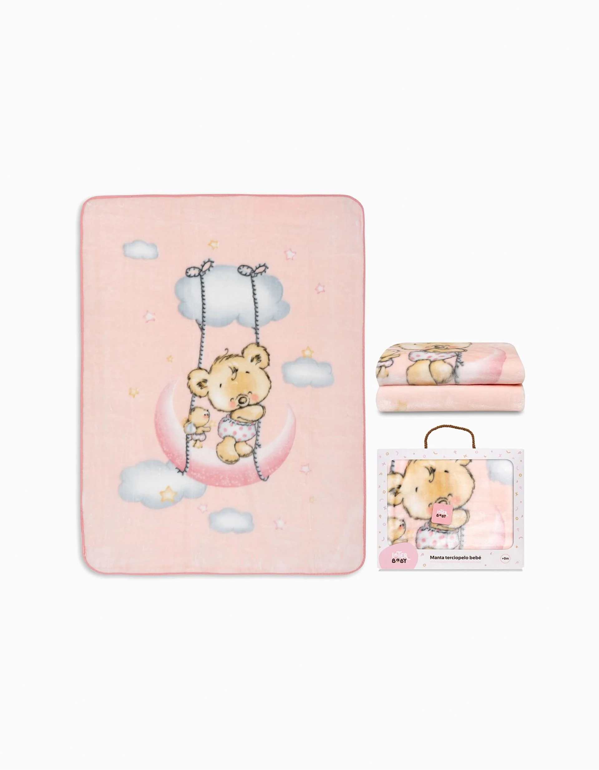 Velvet Blanket Cloud Bear Interbaby 110X140cm, Pink - Image 4