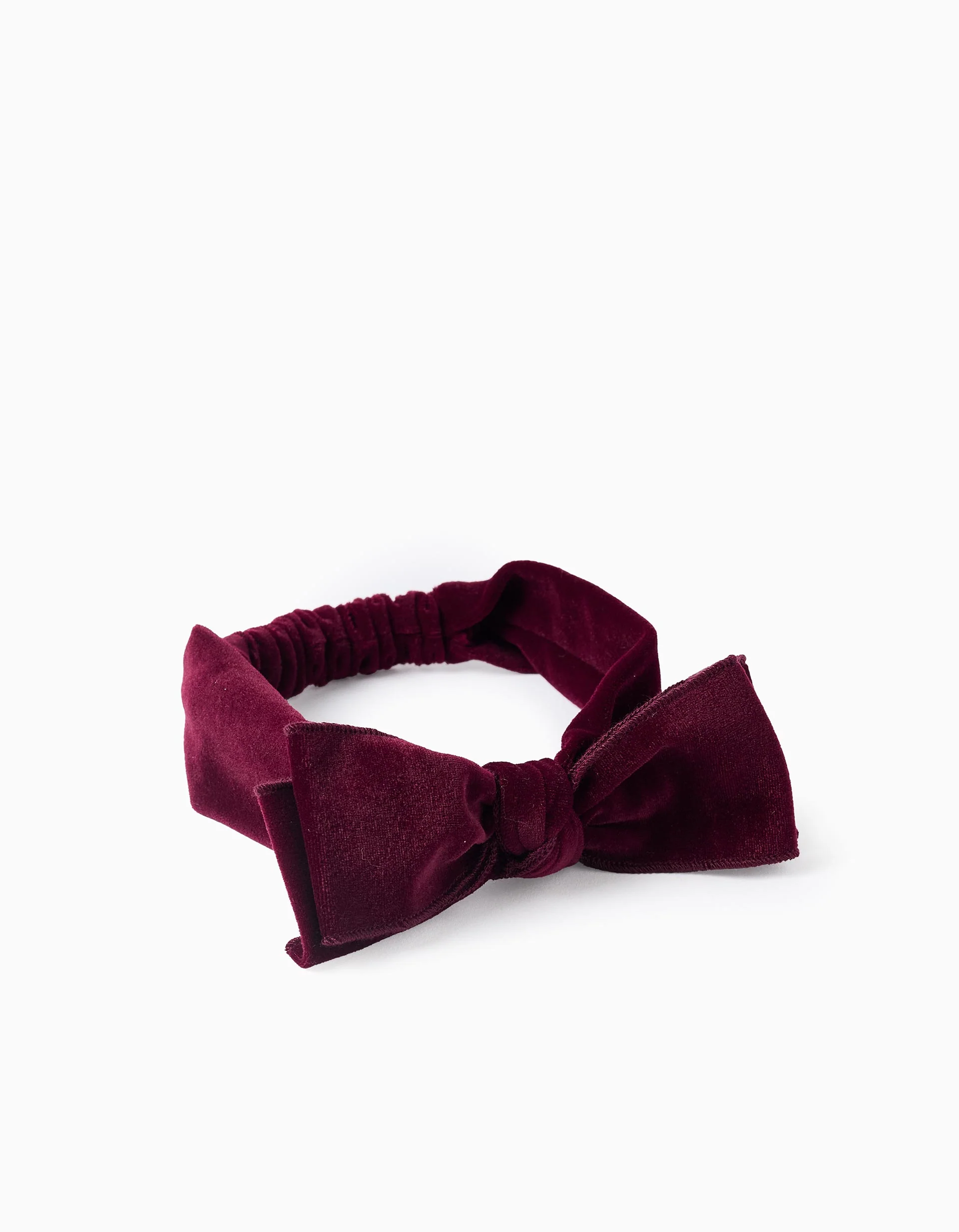 Velvet headband with bow for babies and girls, burgundy - Image 2