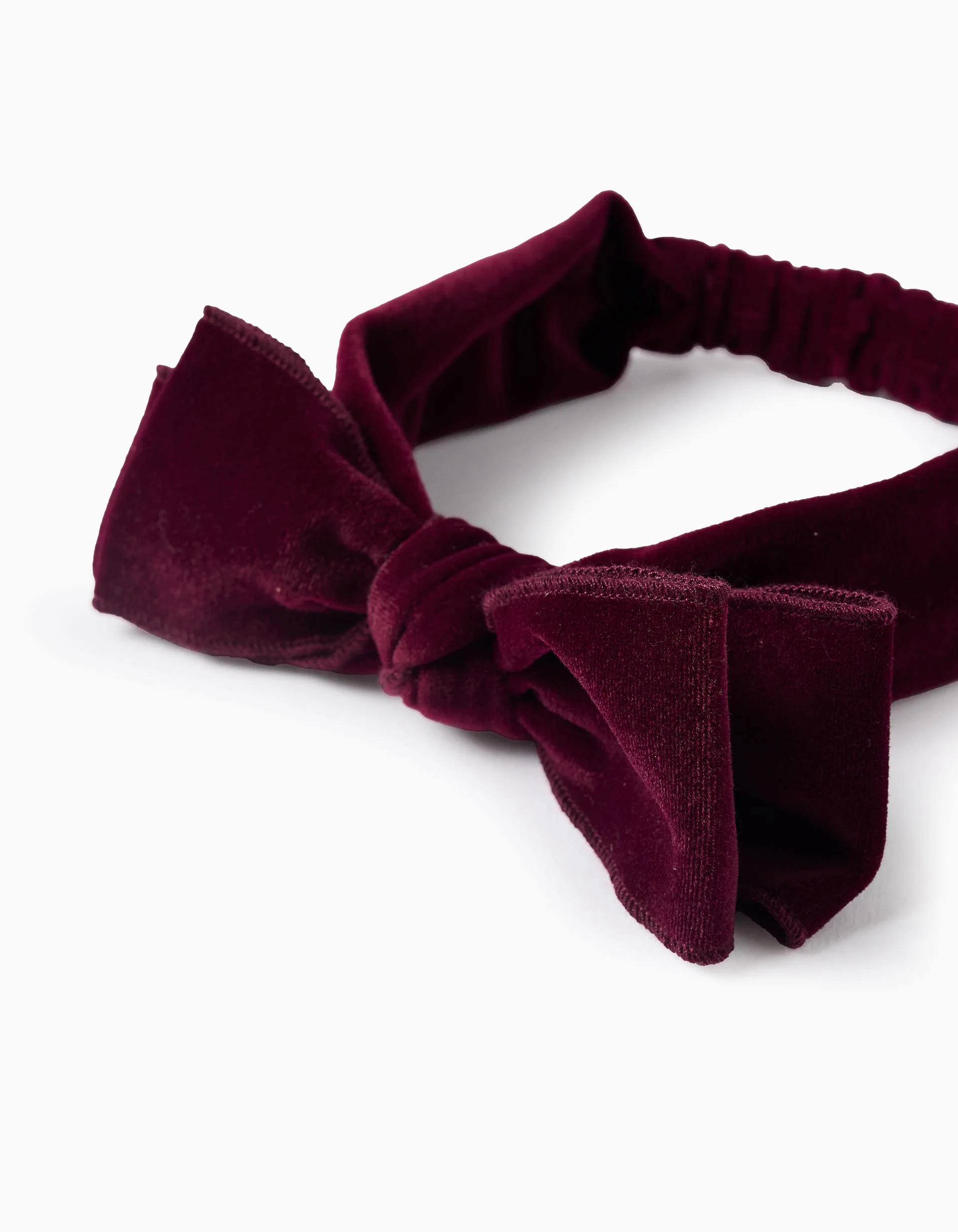 Velvet headband with bow for babies and girls, burgundy - Image 3