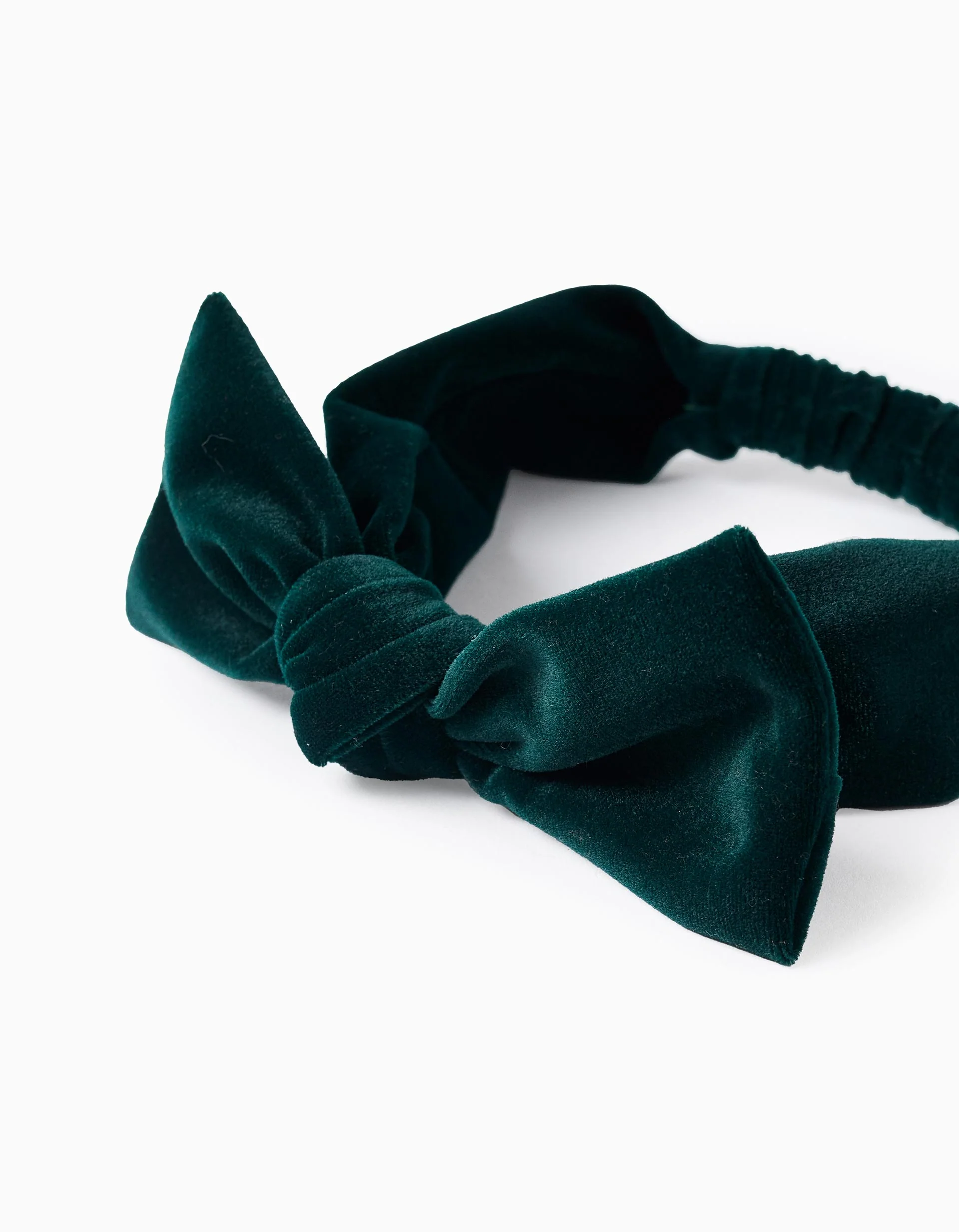 Velvet headband with bow for babies and girls, dark green - Image 3