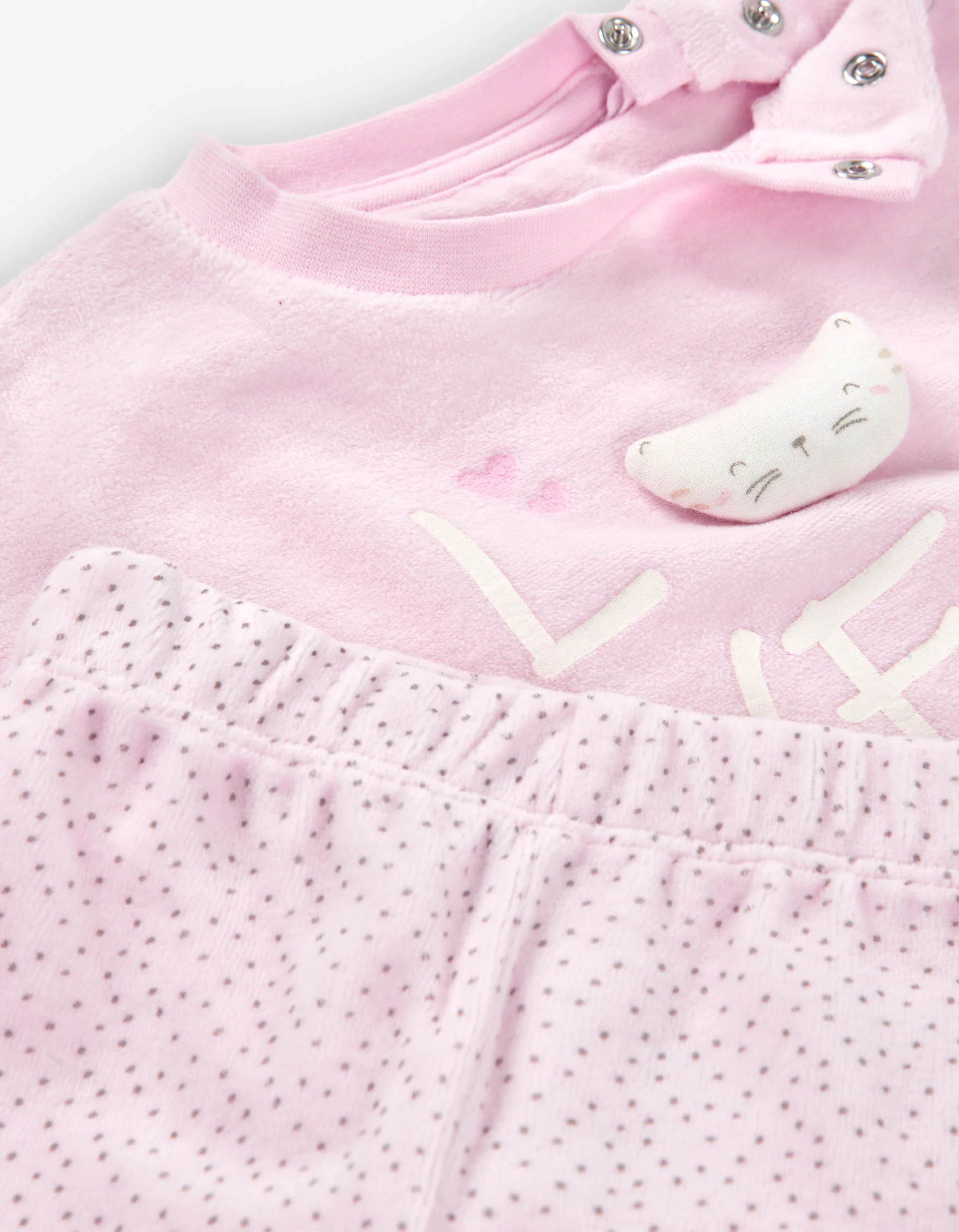 Velvet sweatshirt with 3D cat and trousers for newborn girls, pink - Image 3