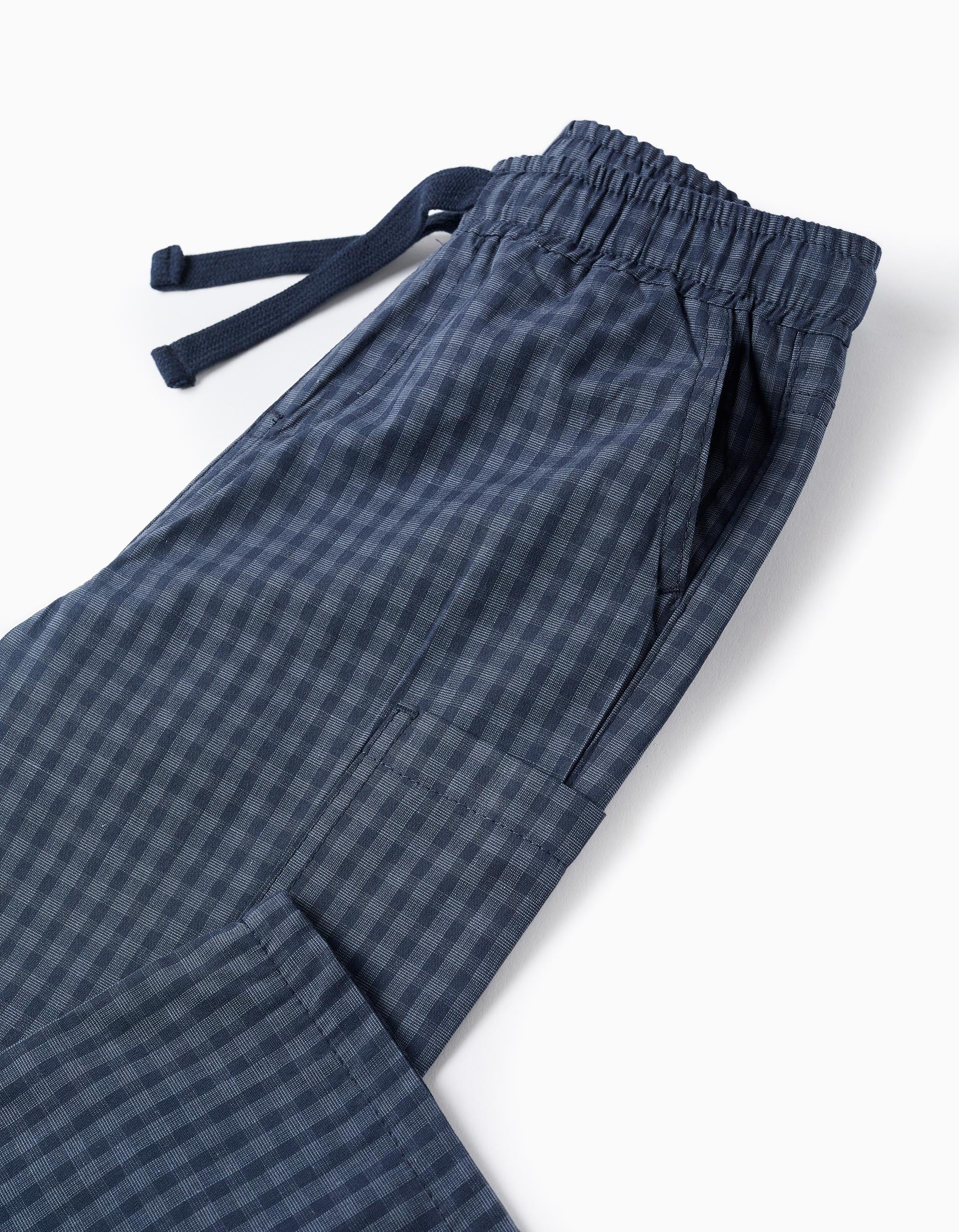Vichy Trousers with Cargo Pocket for Boys 'Straight Fit', Dark Blue - Image 3