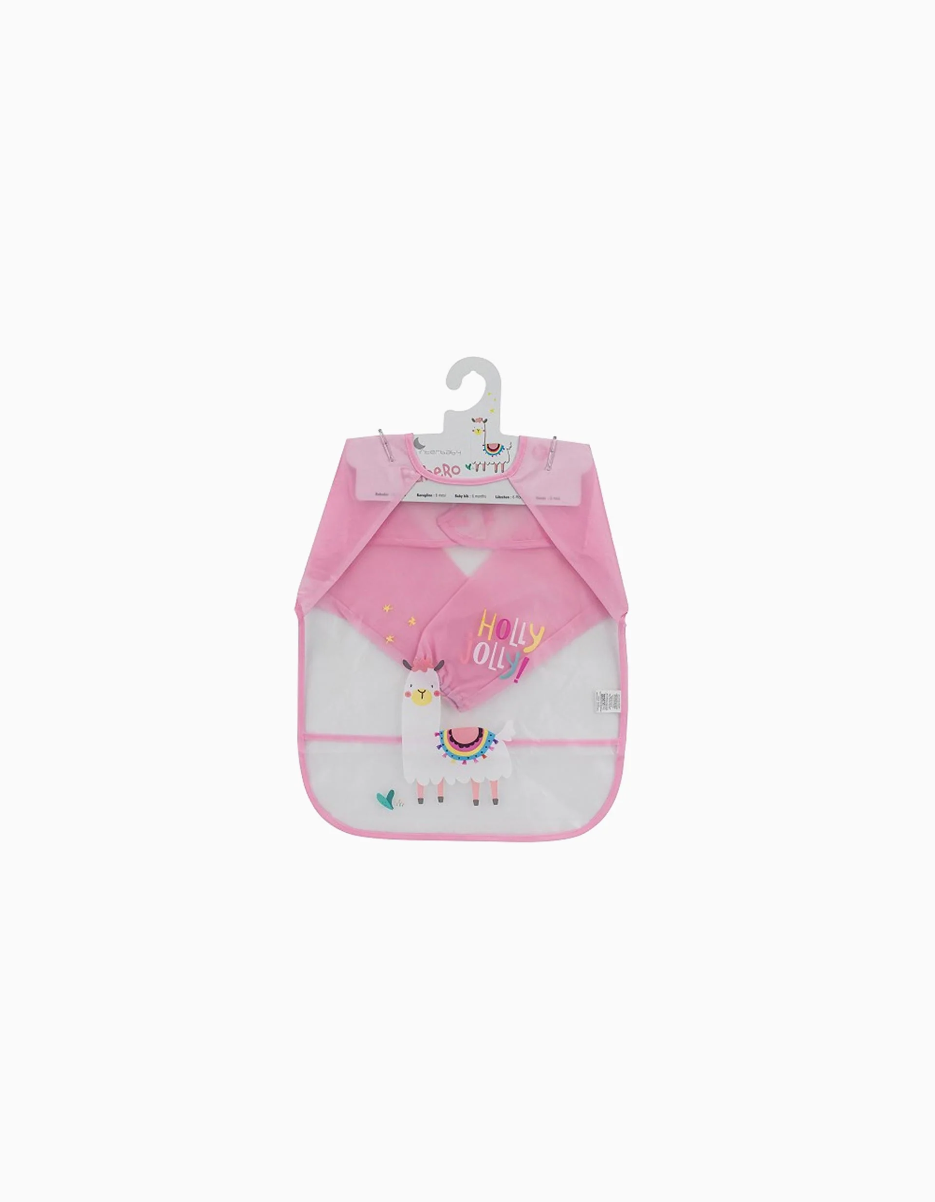Waterproof Bib with Sleeves 'Llama' Interbaby, Pink - Image 2
