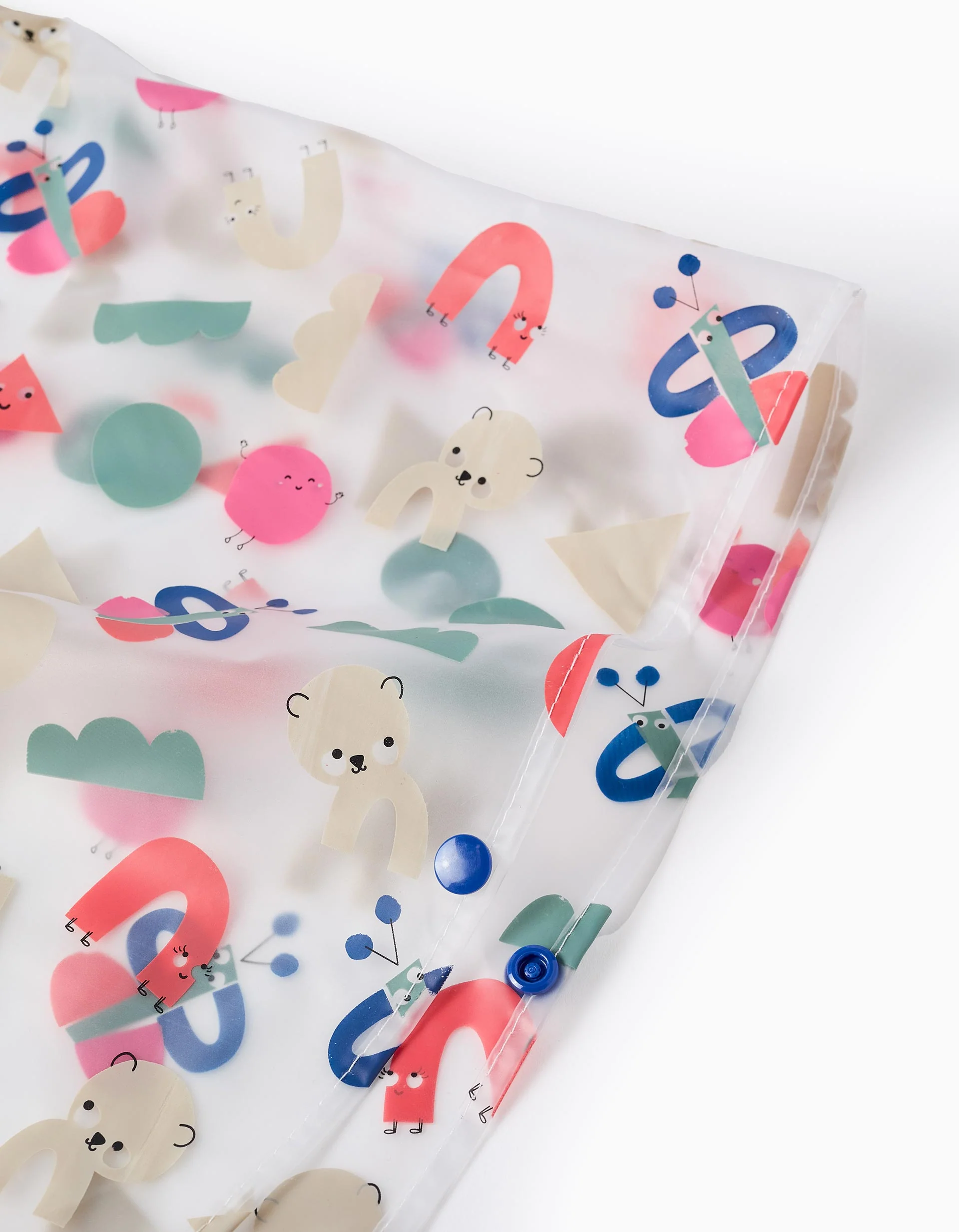 Waterproof Hooded Poncho for Baby Girls 'Shapes', Transparent - Image 4