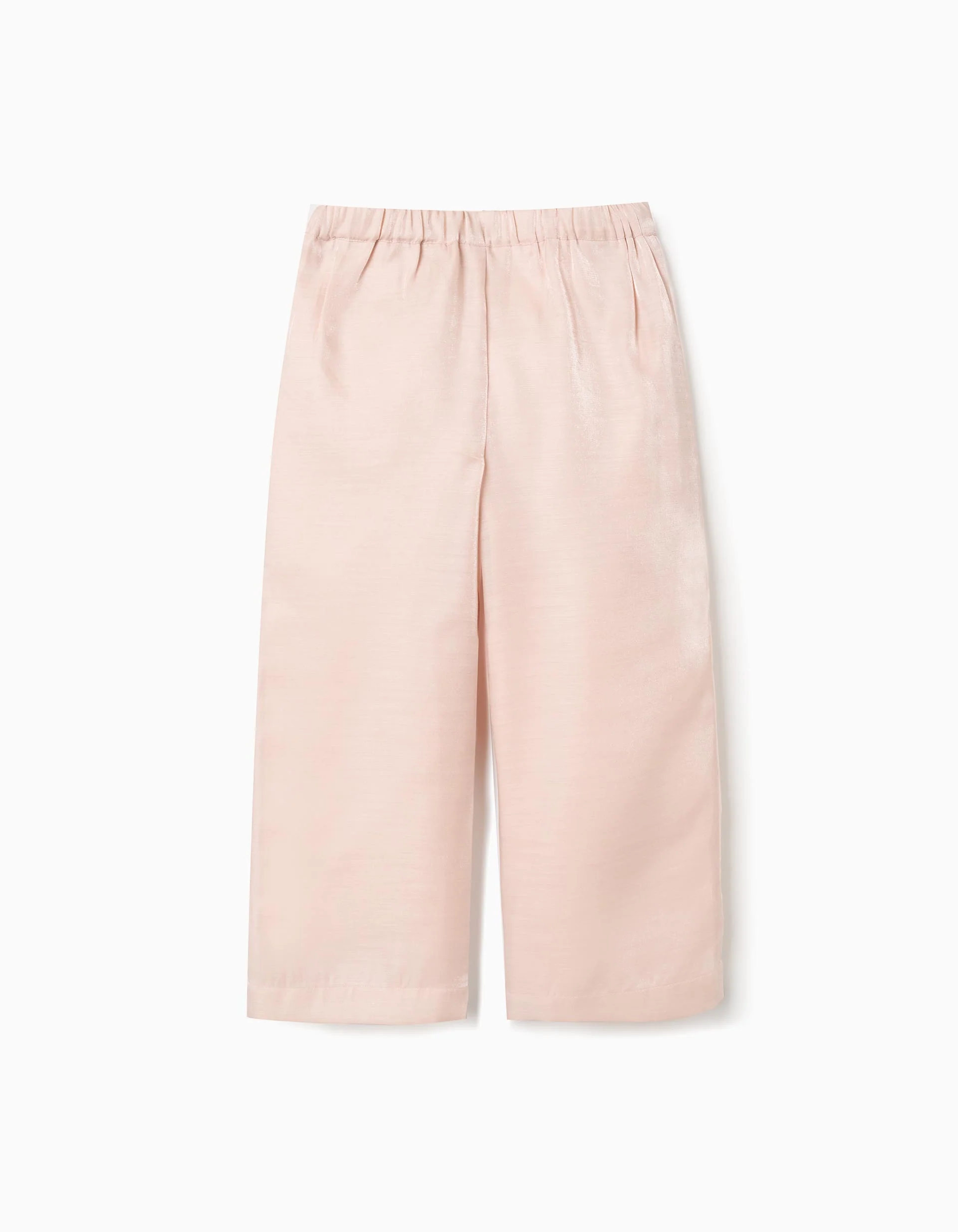 Wide leg acetate trousers with decorative buttons for girls, pink - Image 2