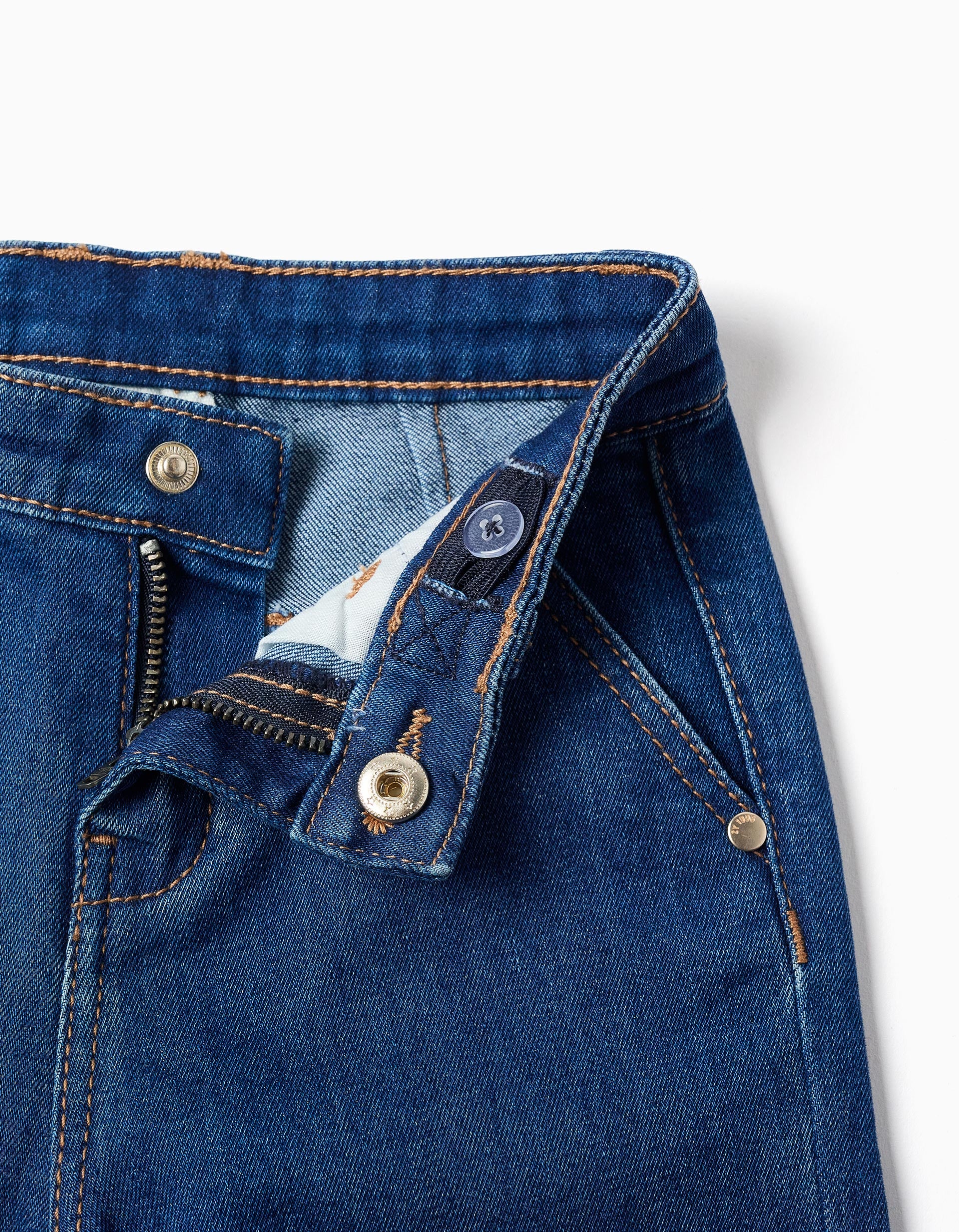 Wide leg denim trousers for baby girls, blue - Image 3