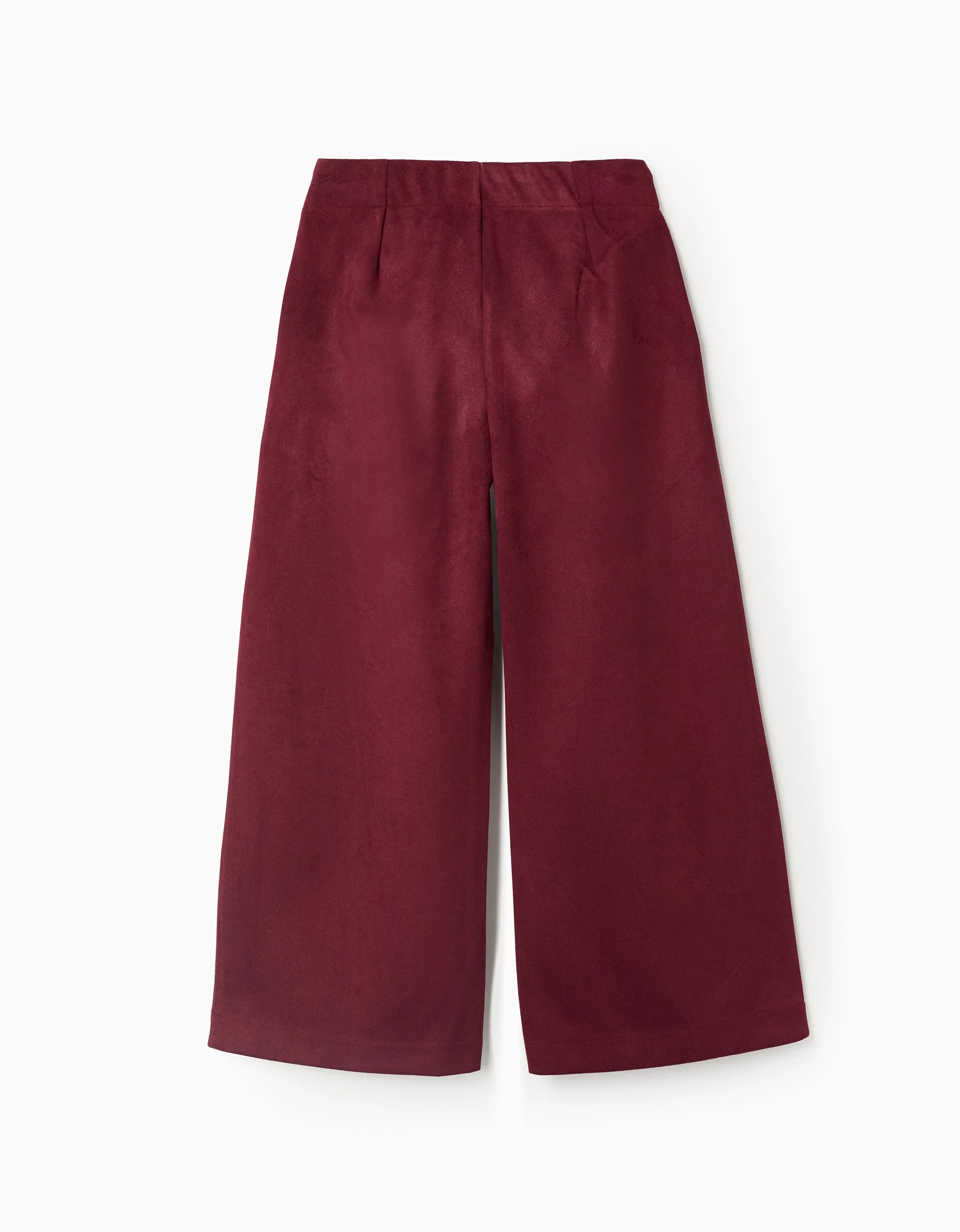 Wide leg suedette trousers for girls, burgundy - Image 3