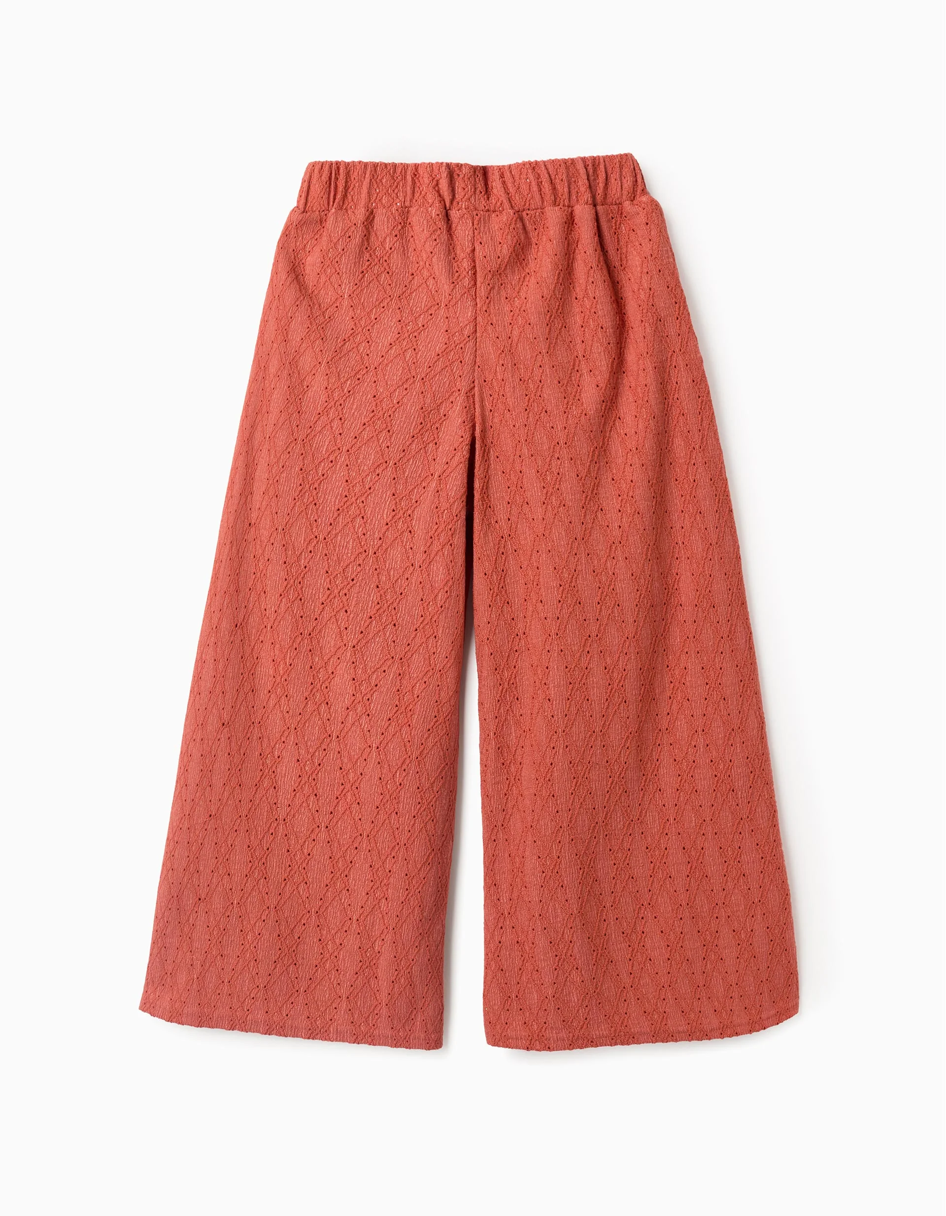 Wide leg trousers in broderie anglaise for girls, orange - Image 2