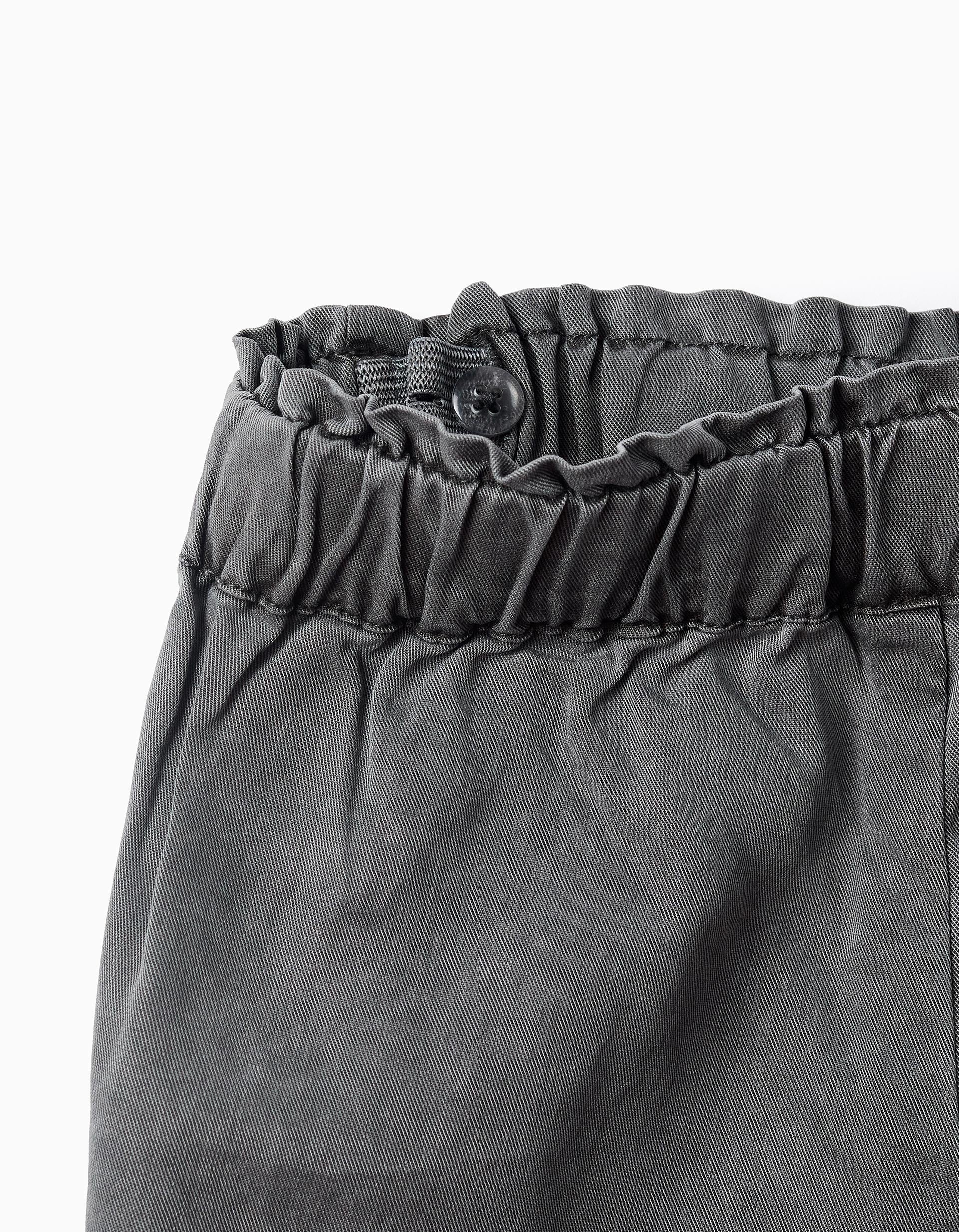 Wide Leg Trousers with Diagonal Hems for Girls, Dark Grey - Image 4