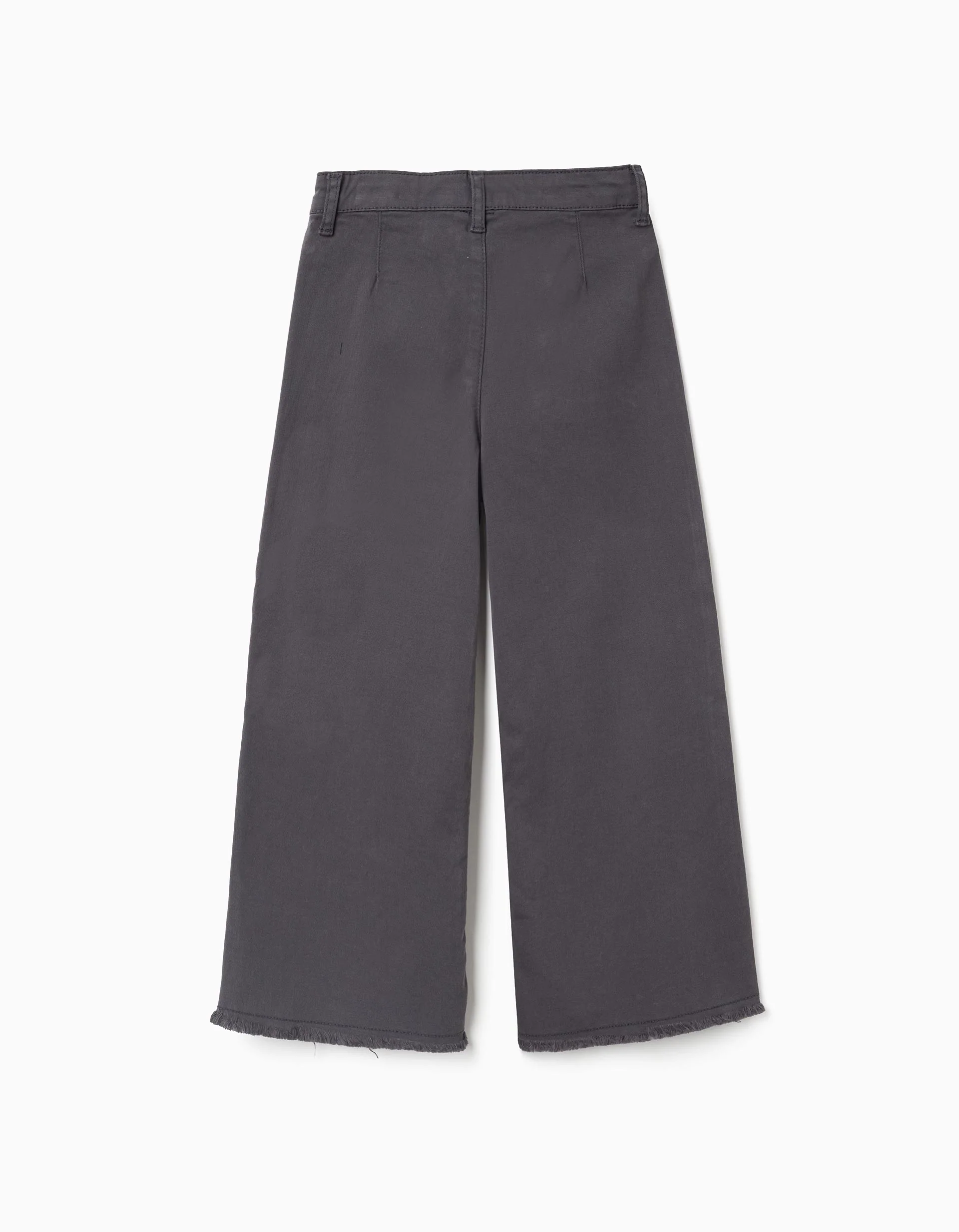 Wide leg twill trousers with patch pockets B&S for girls, grey - Image 3