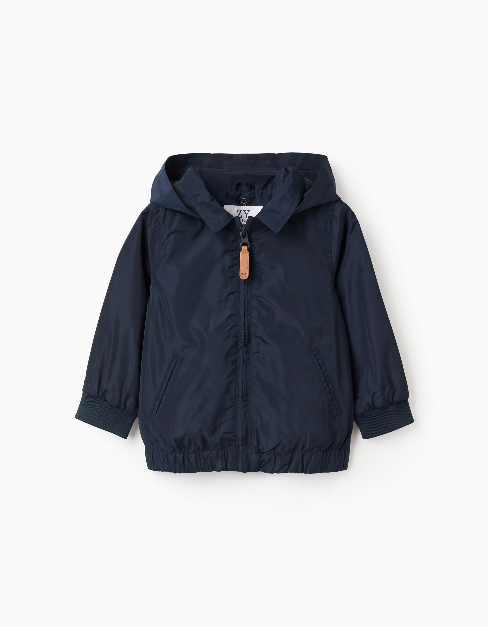 Windbreaker Jacket with Removable Hood for Baby Boys, Dark Blue - Image 2