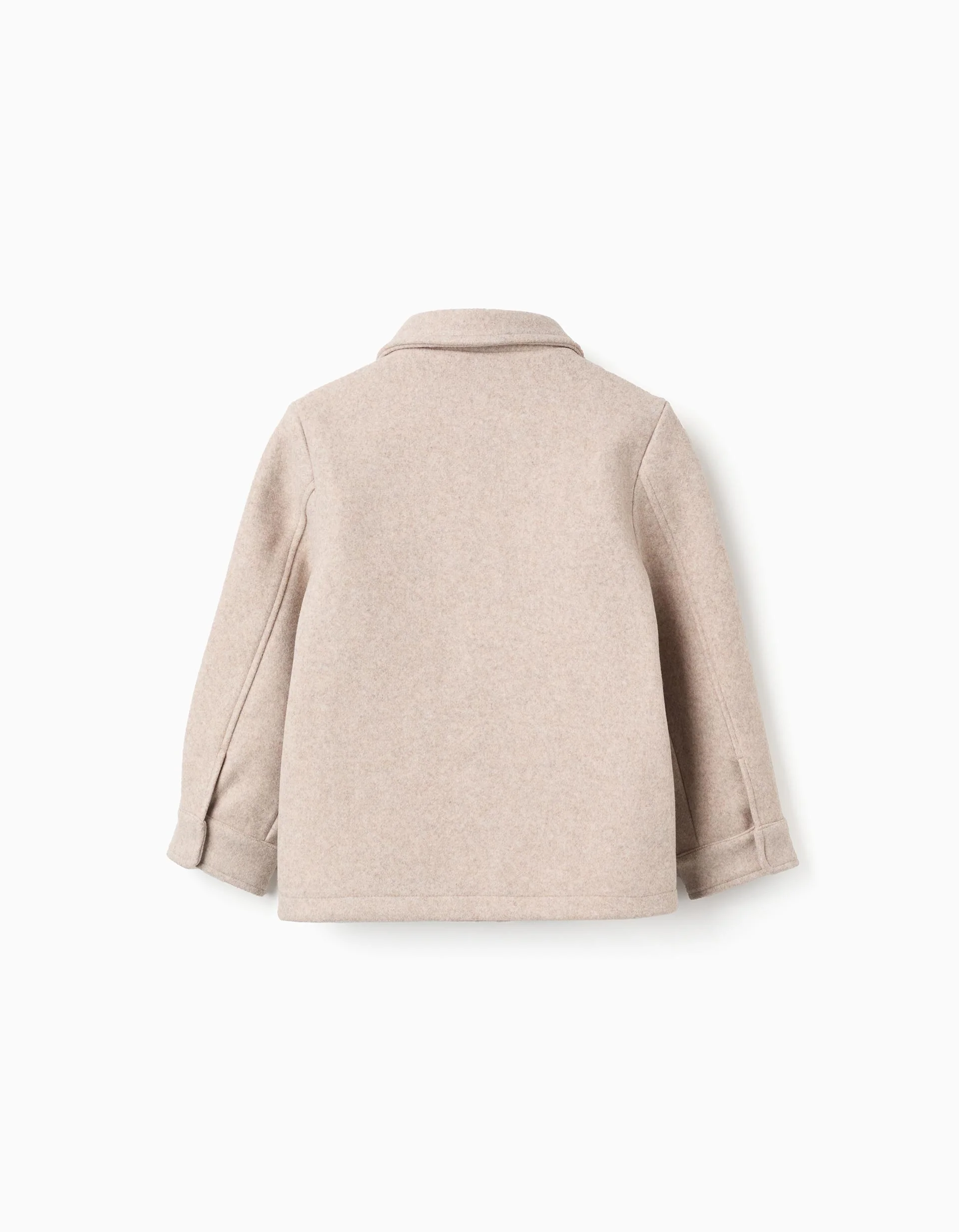 Wool effect coat with zip and flap pockets 'B&S' for boys, beige - Image 4